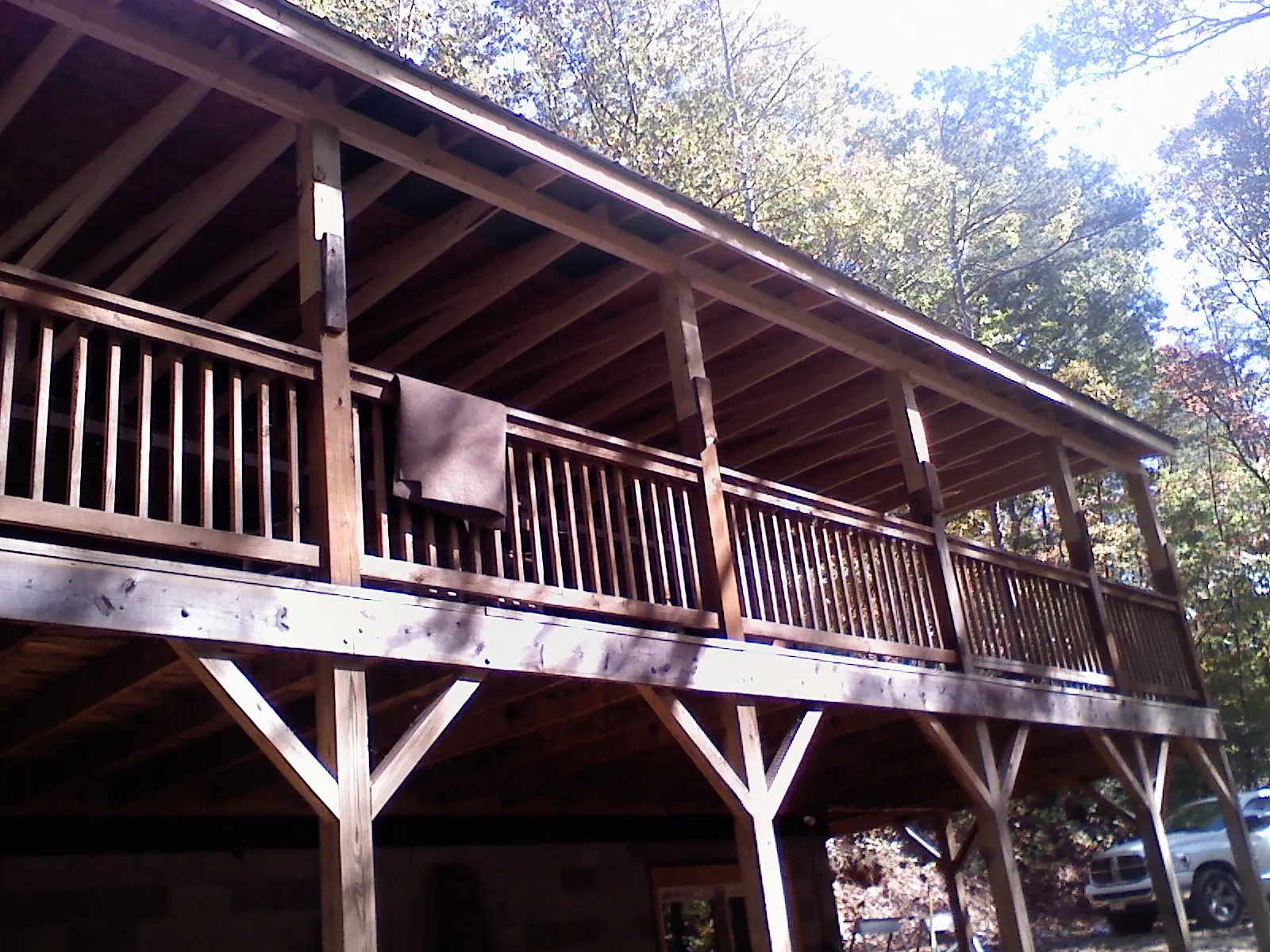 Timber framing under a new elevated porch and deck — Roof Leak Repair in Great Mills by Roofing Brothers